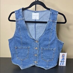 Celebrity Pink | Denim Button-Up Vest